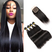 Sexemara Hhhair Cambodian Straight Hair 4 Bundles With Closure Virgin 4 4X4 sexemara kopen in de aanbieding