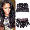 Noble Qu Virgin Indian Hair Natural Color Loose Wave Lace Frontal 13X4 150 Density noble qu kopen in de aanbieding