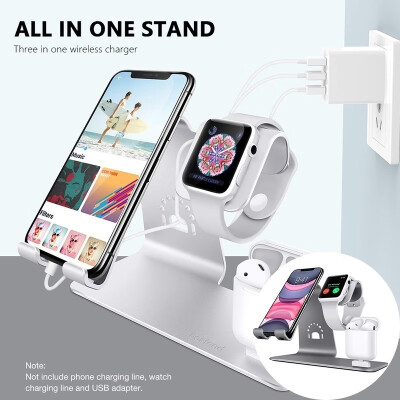 

Durable Aluminum 3 In 1 Wireless Charger Stand for IPhone Qi Fast Charge Dock Station Vertical for IWatch AirPods