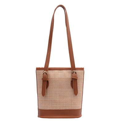 

New Summer Straw Woven Shoulder Bag Tote Simple Portable Bucket Small Hand Bags Fashion outdoor handbags