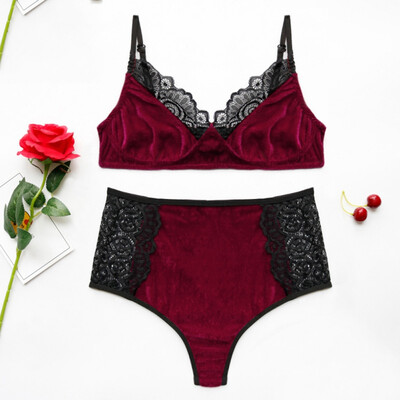 

Sexy Bra Set Large Size Velvet Underwear Bra Shorts