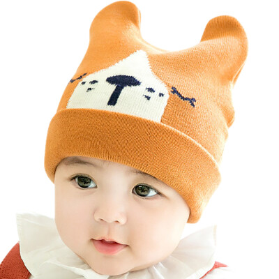 

Newborn Baby Hats Cute Autumn Winter Warm Kids Baby Lovely Ear Cartoon Design Hats Knitted Wool Hemming Caps Baby Accessories