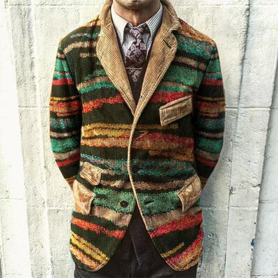 

Mens Lapel Coat Color Matching Single Breasted Blazer Overcoat Winter Outwear