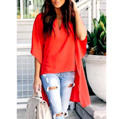 

Women T-shirt Bat sleeve Casual Solid Loose Short Sleeve Long T Shirts Tops Tees Streetwear -XXL Female T-shirt