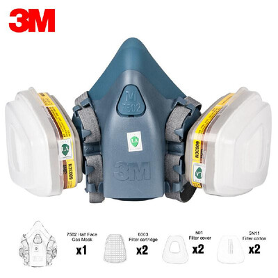 

3M 7502 Organic Vapor Safety Respirator Mask with Filters Respiratory Protection Gas Masks Paint Chemical Formaldehyde Anti Virus