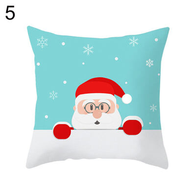 

Cartoon Christmas Tree Santa Claus Pillow Case Cushion Cover Chair Sofa Decor