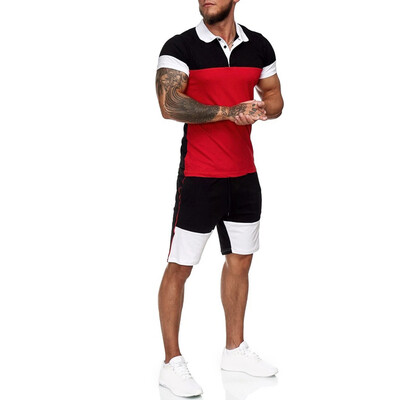 

Toponeto Fashion Men Summer Casual Sport Elastic 2-Piece Suit Short Pants & Short sleeve