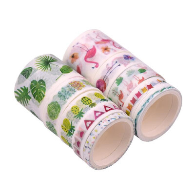 

Washi Japanese Paper Tapes Scrapbooking Tape Rolls Colorful Design 10pcsset for Arts Journals Decoration DIY Gift Packaging