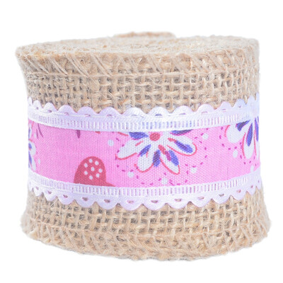 

Diy Vintage lace Printed Burlap Ribbon Roll Lace Decorative Hemp Rope Christmas Wedding Craft Lace Ribbon