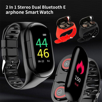 

2 In 1 Smart Watch Stereo Dual Bluetooth Earphone Smart