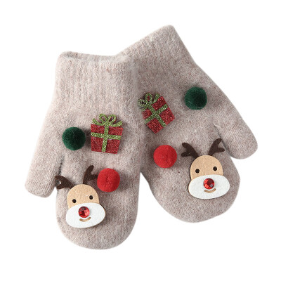 

Baby Gloves Christmas Winter Toddler Baby Thicken Girls Boys Full Finger Warm Knitted Mittens Cartoon Pattern Gloves