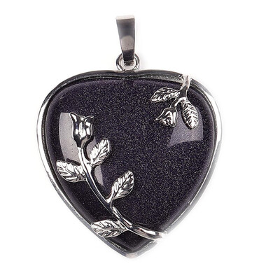 

Heart Flower Natural Quartz Crystal Gem Pendant Chain Women Magic Vogue