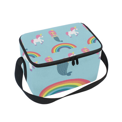 

ALAZA Insulated Lunch Box Mermaids Unicorns Lunch Bag for Men Women Portable Tote Bag Cooler Bag
