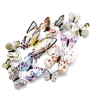 

PVC 3D Butterfly Stickers Magnetic Butterfly Fridge Sticker Cartoon Coloful Animal Home Wall Decoration Magnetic Sticker 12pcs