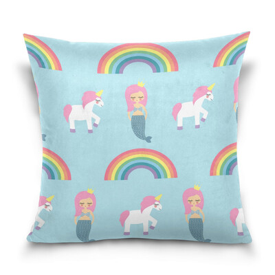 

ALAZA Throw Pillow Cover 16 X 16 inch Christmas Gift Cushion Cover with Mermaids And Unicorns Printed Pillowcase