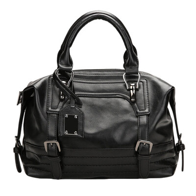 

Retro Solid Color Faux Leather Women Tote Handbag Crossbody Shoulder Boston Bag