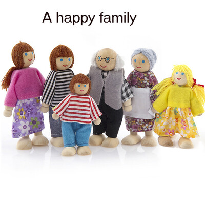 

Siaonvr 6PCS Wooden Furniture Dolls House Family Miniature Set Doll Toy For Kid Child