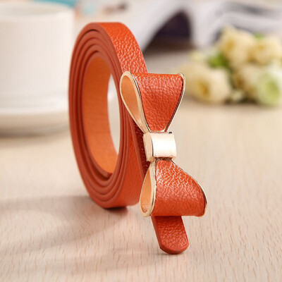 

WomenS Fashion Cute Sweet Candy Colors Bow Knot Pu Leather Thin Skinny Waistband Belt