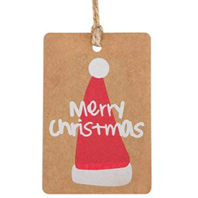 

100 Pcs Christmas Hat Kraft Paper Gift Tags Scallop Label Luggage Blank