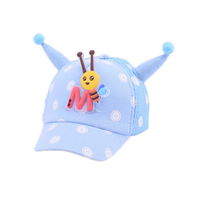 

Breathable Baby Kids Boys Girls Children Cotton Caps Hats Child Adjustable Sun Protection Cute Cartoon Bee Print Casual Visors