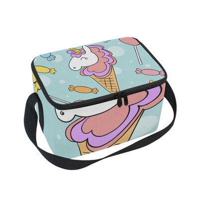 

ALAZA Lunch Box Ice Cream Unicorn Insulated Lunch Bag Large Cooler Tote Bagfor Men Women