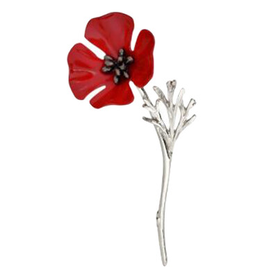 

Red Poppy Flower Brooch Retro Necklace Lady Jewelry Men Suit Accessory Three-Color Optional