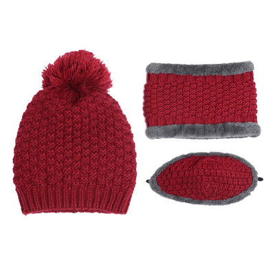 

Women Girl Mask Cap Warm Wool Knitted Autumn Winter Hat Outdoor Cotton Pompom Beanie Bonnet