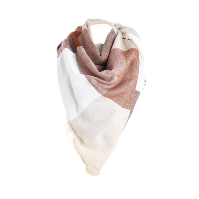 

Gobestart Women Winter Warm Color Stitching Long Wool Shawl Plaid Soft Neck Scarf