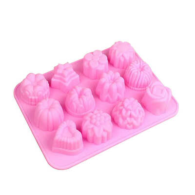 

12 Grid Rose Flower Heart Shape Cookie Biscuit Chocolate Dessert Mold Sugar Candies Homemade DIY Craft Mould