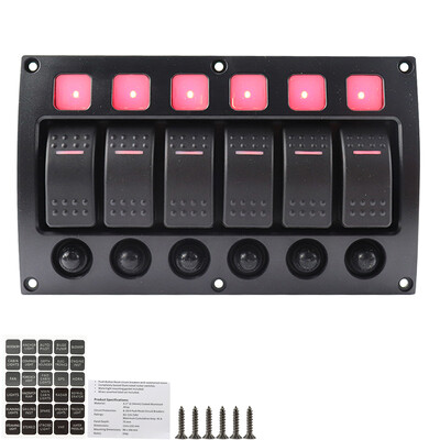 

6 Channel Automotive Switch OnOff Panel LED Indicator Light 1224V Control Panel Circuit Breaker