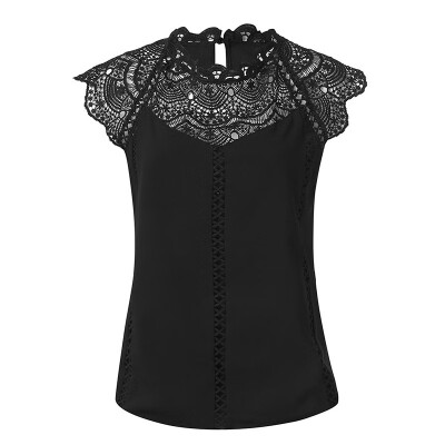 

Summer 2019 Womens Tops And Blouses Lace Patchwork Sleeveless Solid Shirt Women Blouse Blusas Roupa Feminina Chiffon Shirts