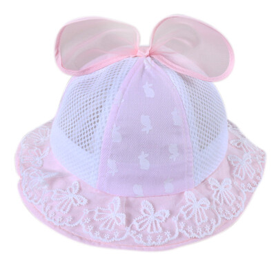 

Cute Summer Mesh Baby Girl Printed Lace Hat Beach Cap Bow Bucket Sun Cap