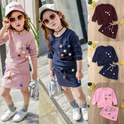 

Pretty Girls Outfits Long Sleeve Sweatshirt T-shirtSkirts Dress Set Spring Warm