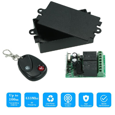 

433Mhz DC 12V 2CH Universal 10A Relay Wireless Remote Control Switch Receiver Module&4PCS 2 Key RF 433 Mhz Transmitter Remote