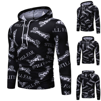 

Toponeto Men Splicing Tie Dyeing Pullover Long Sleeve Hooded Sweatshirt Tops Blouse