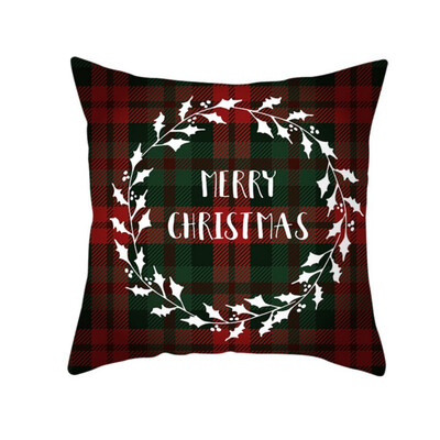 

177in Double-sided Decorative Christmas Theme Checked Throw Pillow Case Red Green Black Plaid Cushion Cover for Sofa Car Home