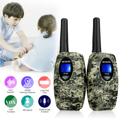 

2PCS Retevis RT628 Children Radio Set Civilian Handheld Intercom 8 Channels UHF Kids License-free Walkie Talkie LCD Display VOX PT