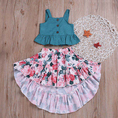 

Toddler Kid Baby Girl set clothes Cute TopsFloral Mermaid Dress 2Pcs Kids clothes set