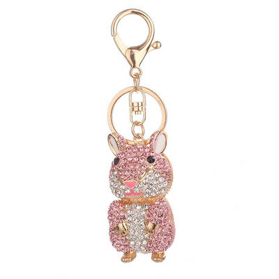 

Crystal Groundhog Shaped Pendant Animal Keychain Rhinestone Key Chain Car Key Buckle Keyring