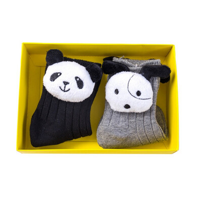 

New Winter Warm 2 Pair Baby Boys Girls Autumn Breathable Animal Print Socks Warm Anti Slip Floor Sock