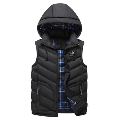 

Toponeto Fashion Men Autum Winter Hooded Solid Outwear Vest Jacket Tops Blouse