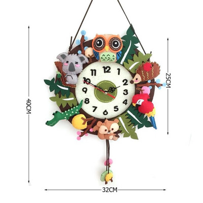 

3 Style Cute DIY Wall Clock Set Free Cutting Felt Material Cloth Animal Style Handmade Cloth Clock Home Hanging Decoration