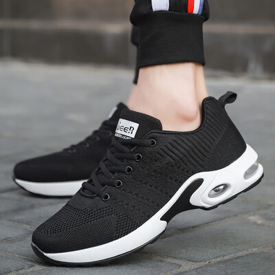 

Delocrd fashion breathable large size air cushion flying woven sports casual shoes male black 46