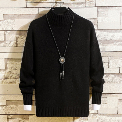 

Men Sweater Jumper Cable Knitted Half Turtleneck Thicken Pullover Knitwear Top