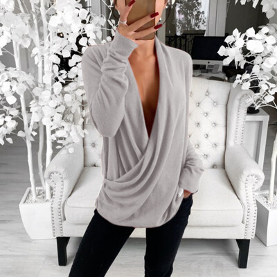 

Ladies sexy versatile low-cut stacked long-sleeved top