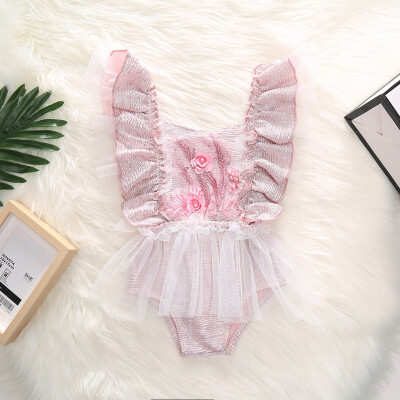 

Summer Baby Girl Cute Sleeveless Floral Mesh Dress Jumpsuit Swimming Clothes 0-24M Lovely Newborn Baby Girl Clotehs