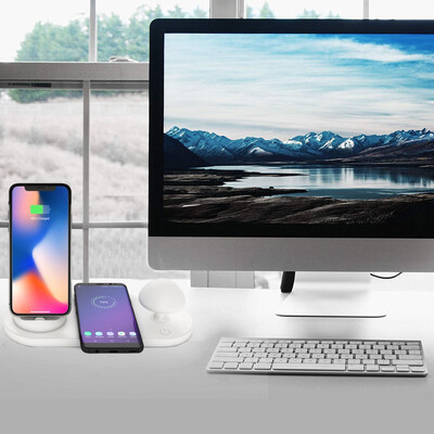 

3 In 1 USB Charging Dock 10W Wireless Charger LED Light Type-CMicrofor Apple Interface Stand For IPhone For Samsung