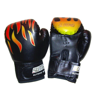 

Children Flame Mesh Palm Boxing Gloves Breathable PU Leather Flame Gloves Professional Sanda Boxing Training Glove for 3-12Y Kid