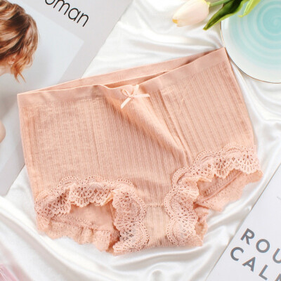 

Women Mid Waist Knitting Thread Panties Breathable Cotton Crotch Briefs Free Size Lace Female Underwear Seamless Comfort Panty