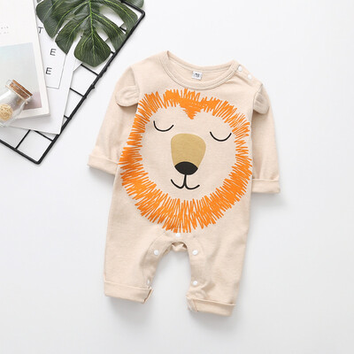 

Spring Autumn 95 Cotton Baby Girl Boy Romper Animal Cartoon Print Onesie Newborn Baby Cute Long-Sleeved Jumpsuit Baby Clothing